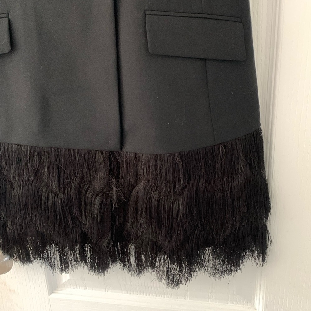 Banana Republic Collection Solid Black Wool 2 Button Fringe Vest size 0P‎ - Picture 3 of 12